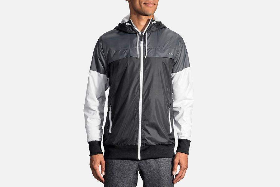 Brooks Sideline Men Athletic Wear & Running Jacket Grey TKX540792